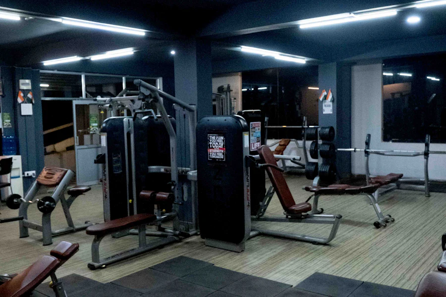 The studio floor down the length of the room.